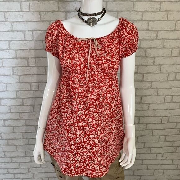 ‎Motherhood Maternity red/tan floral Cottagecore on/off shoulder top - M - Picture 8 of 9